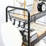 HOMCOM Five-Steel Mesh Basket Storage Trolley, with Wheels - Black