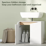 HOMCOM Under Sink Bathroom Cabinet, Bathroom Storage Cabinet with Soft-Close Doors, for Basin without Pedestal, White