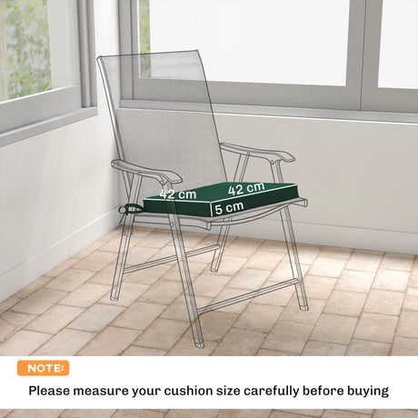 Outsunny Set of 6 Chair Cushion Seat Pads Dining Chair w/ Straps, Indoor Outdoor Removable Tie On Garden Patio, Green