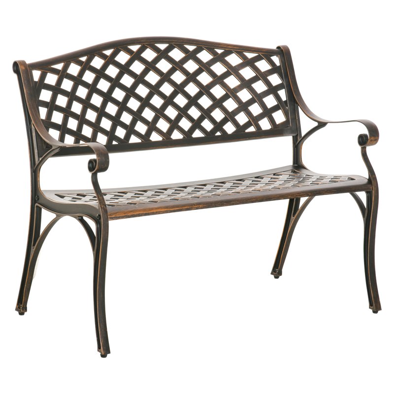 Outsunny Cast Aluminium Outdoor Garden Bench 2 Seater Antique Patio Loveseat, Bronze