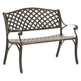 Outsunny Cast Aluminium Outdoor Garden Bench 2 Seater Antique Patio Loveseat, Bronze