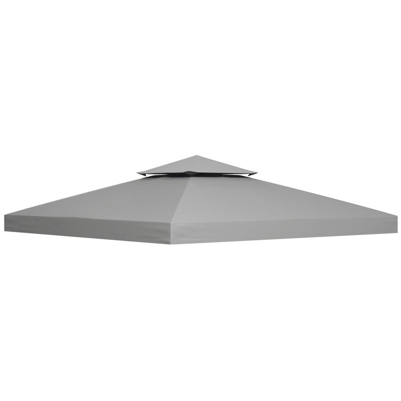 Outsunny 3(m) Gazebo Top Cover Double Tier Canopy Replacement Pavilion Roof Light Grey