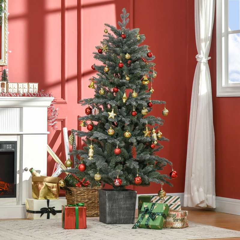 HOMCOM 5ft Tall Artificial Christmas Tree with Realistic Branches, Pot Stand and 1140 Tips, Xmas Decoration, Green