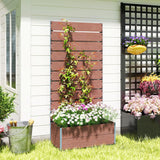 Outsunny 34 x 69.5cm Garden Planter Box, with Back Trellis, Brown