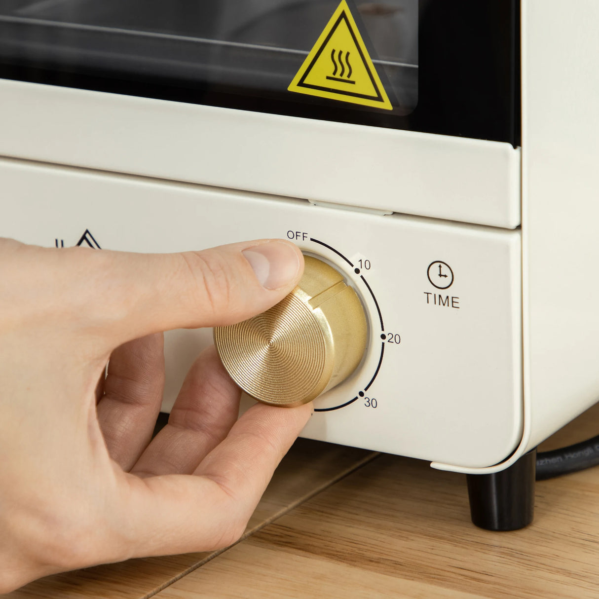 HOMCOM Mini Oven, 15 Litres Electric Oven and Grill with 60-230C Adjustable Temperature, 60 Minute Timer, Include Baking Tray, Wire Rack and Crumb Tray, 1000W, Cream White