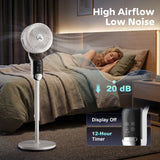 HOMCOM 20 dB Silent Standing Fan, 41in Pedestal Fan with Remote, Oscillating, 8 Speeds, Adjustable Height, 12H Timer