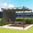 Outsunny 3 x 4m Metal Pergola with Retractable Roof and Roller Shade, Wall-Mounted or Free Standing Garden Gazebo Canopy Pergola Kit, UPF30+ Outdoor Sun Shade Shelter, Grey