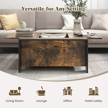 36.5 Inch Coffee Table with Sliding Top and Hidden Compartment-Walnut