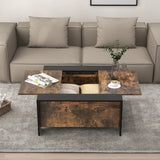 36.5 Inch Coffee Table with Sliding Top and Hidden Compartment-Walnut