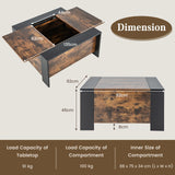 36.5 Inch Coffee Table with Sliding Top and Hidden Compartment-Walnut