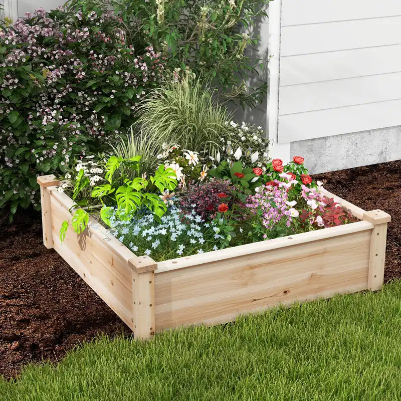 Wooden Square Garden Vegetable Flower Bed
