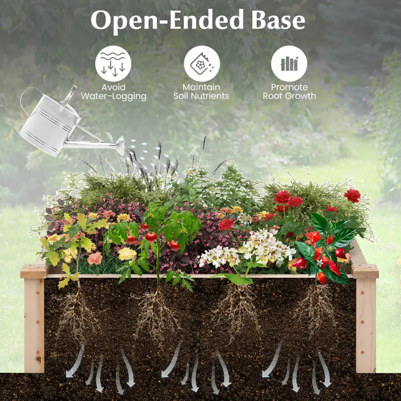 Wooden Square Garden Vegetable Flower Bed