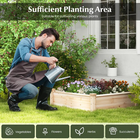 Wooden Square Garden Vegetable Flower Bed