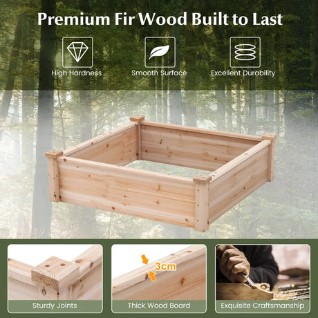 Wooden Square Garden Vegetable Flower Bed