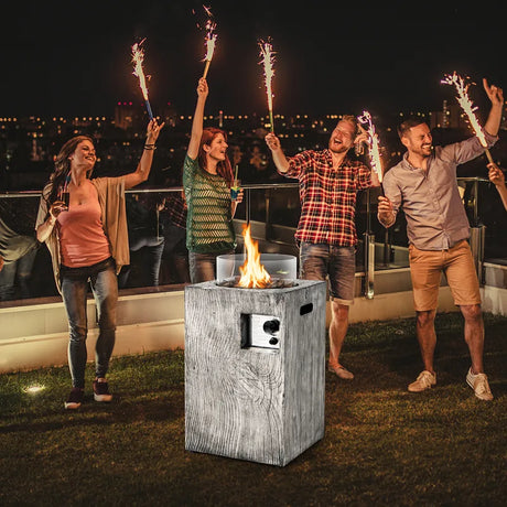 8.79 KW Propane Gas Fire Pit Table with Glass Wind Guard-Grey