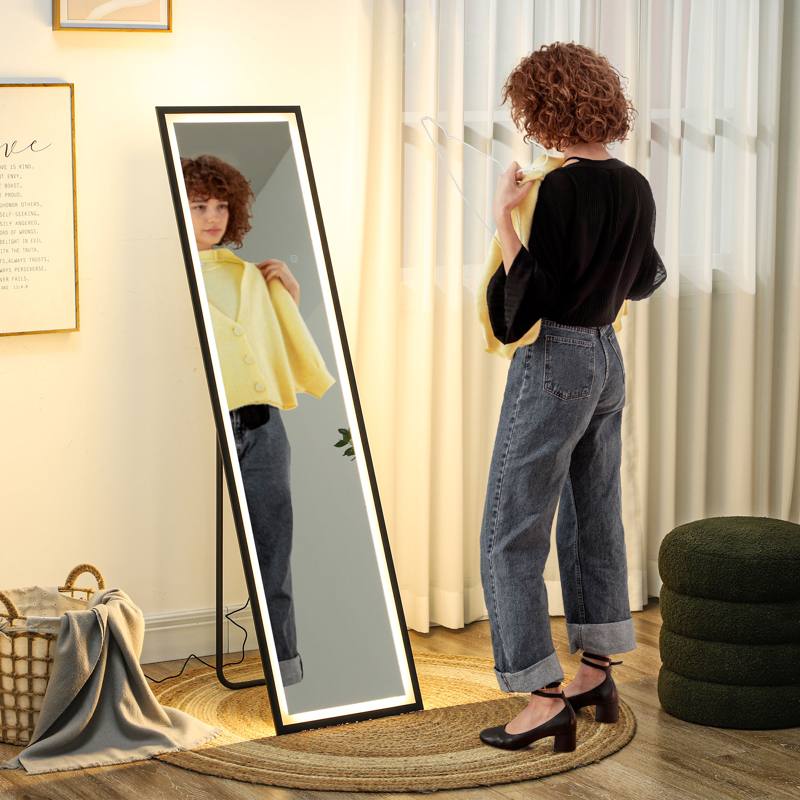 HOMCOM 150 x 40cm Full Length Mirror, with Adjustable Lights - Black