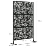 Outsunny Decorative Privacy Screen with Stand, 6.5FT Freestanding Metal Outdoor Divider, Decorative Privacy Panel with Expansion Screws for Garden Patio Pool Hot Tub, Willow Branch Style, Black