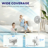 HOMCOM 40 cm Standing Fan, Cooling Floor Fan with 80 Oscillating, Adjustable Tilt and Height, 4 Speed, Remote Control, White