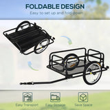 HOMCOM Bike Cargo Trailer in Steel Frame Extra Bicycle Storage Carrier with Hitch-Black