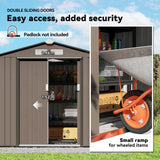Outsunny 7 x 4ft Metal Garden Shed, Outdoor Storage Tool House with Ventilation Slots, Foundation Kit and Lockable Double Doors, Brown
