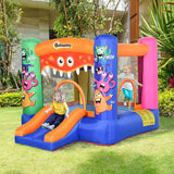 Outsunny Bouncy Castle Inflatable Basket Trampoline Slide Monster Design 180 x 250 x 175 (CM)