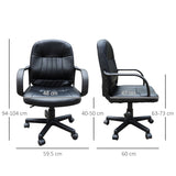 HOMCOM Swivel Executive Office Chair, PU Leather Computer Desk Chair with Adjustable Height, Wheels, Black