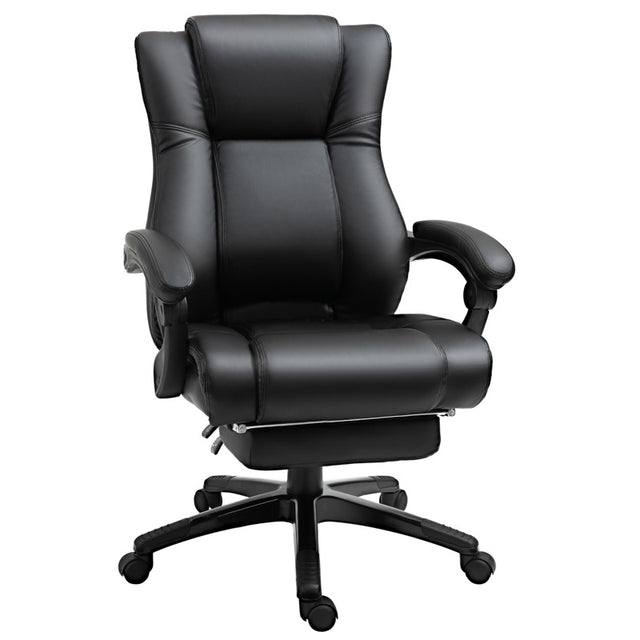 Vinsetto Executive Office Chair for Home, PU Leather Computer Chair, Swivel Desk Chair with Footrest, Wheels, Adjustable Height, Black