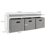 HOMCOM Three-Drawer Shoe Storage Bench, with Padded Top Seat - White