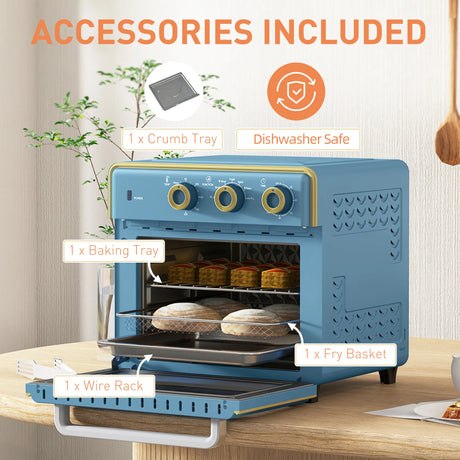 HOMCOM 20L 90-230 Mini Electric Oven - Blue