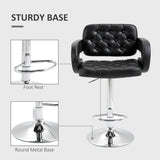 Set of 2 PU Leather Upholstered Swivel Bar Stool, Height Adjustable Barstool with Back, Armrest, Footrest for Kitchen