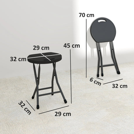 Outsunny Set of Four Folding Carry Stools - Charcoal Grey