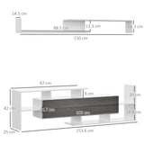 HOMCOM TV Cabinet with Wall Shelf for Wall-Mounted 65" TVs or Standing 40" TVs - White and Grey