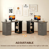 HOMCOM Computer Desk, Home Office Desk, Writing Table, PC Workstation with 3 Storage Shelves and 3 Drawers for Working, Study, 120 x 49 x 72 cm, Black