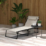 Outsunny Padded Sun Lounger, with Five-Position Reclining Back - Khaki