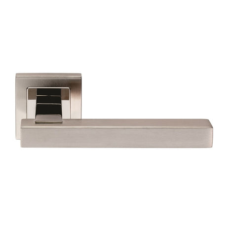 RENZO LEVER ON SPRUNG PUSH-ON SQUARE ROSE_x005F
 - BRIGHT STAINLESS STEEL/SATIN STAINLESS STEEL - PAIR