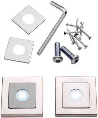 FACE FIX SQUARE ROSE TO SUIT PULL HANDLES - PAIR_x005F
 - BRIGHT STAINLESS STEEL/SATIN STAINLESS STEEL - PAIR