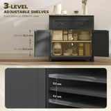 HOMCOM Sideboard Storage Cabinet, Modern Kitchen Cupboard with Adjustable Shelf, Drawer and Double Doors, Black