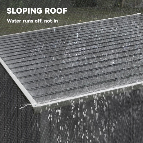 Outsunny 7 x 5ft Galvanised Metal Shed, with Sliding Door - Dark Grey