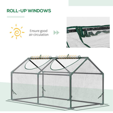 Outsunny Mini Greenhouse Portable Flower Planter Vegetable Grow House for Garden Backyard with Zipped Windows, 120 x 60 x 60 cm, Clear