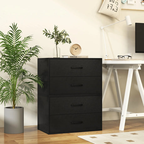 2-Drawer Stackable Storage Organizer with Anti-Topping Kits-Black