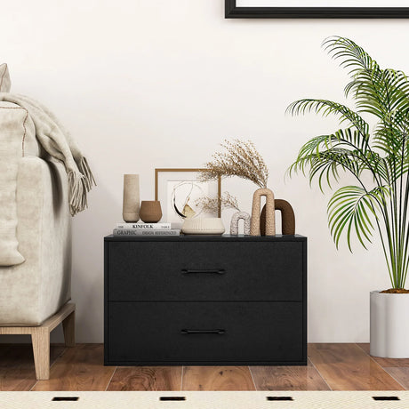 2-Drawer Stackable Storage Organizer with Anti-Topping Kits-Black