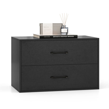 2-Drawer Stackable Storage Organizer with Anti-Topping Kits-Black