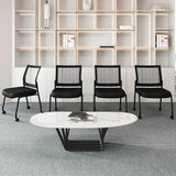Stackable Armless Waiting Room Guest Chair with Wheels Set of 2-Black