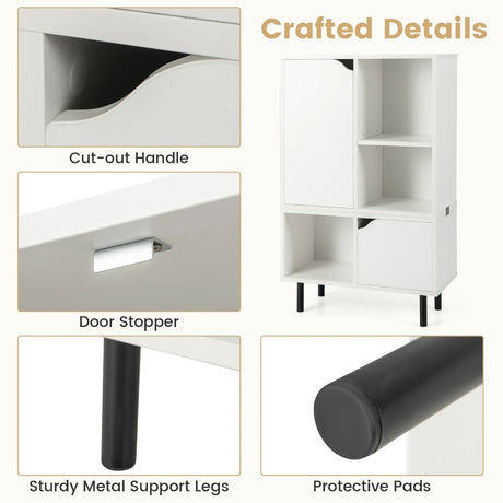 Stackable Bookcase with Adjustable Shelf and Cubes-White