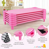 Kids Stackable Daycare Cot Pack of 6 with Detachable Oxford Cloth-Pink