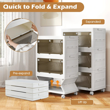 3-Pack Plastic Storage Bins with Lid for Bedroom Living Room-White