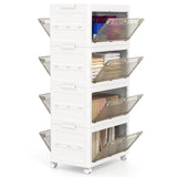 4-Pack Plastic Storage Bins with Lid for Bedroom Living Room-White