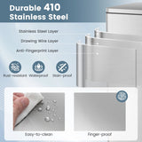 10.5 Gal and 1.6 Gal Step Trash Can Combo Set with Detachable Inner Buckets-Silver