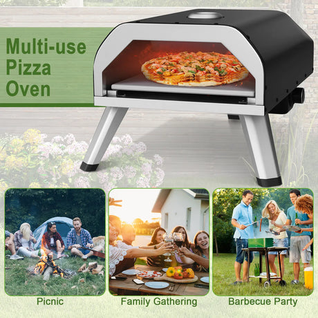 Stainless Steel Pizza Maker with Accessories Set and Storage Bag-Black
