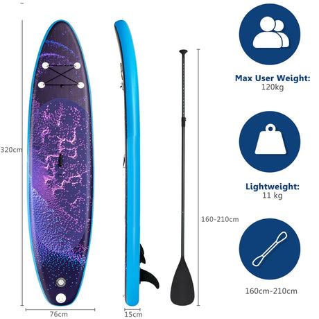 11 Feet Inflatable Stand Up Paddle Board Surfboard with Bag Aluminum Paddle Pump-M
